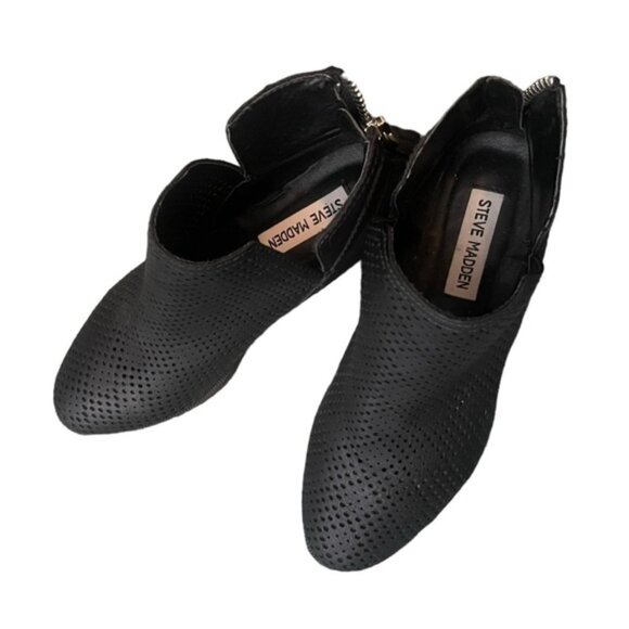 Steve Madden Boots 7 Shoe Black Booties Chunky Heel Shoes Spring Footwear Boot 7 - Picture 8 of 14